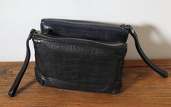 Genuine Leather Mens Clutch Cool Slim Wallet Zipper Clutch Wristlet Wallet for Men - imessengerbags