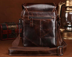 Cool Coffee Small Mens Leather Side Bag Messenger Bag Shoulder Bag for Men