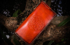 Handmade Leather Mens Tibetan Chain Biker Wallet Cool Leather Wallet Long Clutch Wallets for Men - imessengerbags
