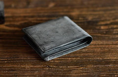 Genuine Leather Mens Cool billfold Leather Wallet Men Small Wallets Bifold for Men - imessengerbags