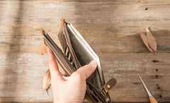 Cool Canvas Leather Mens Bifold Long Cards Wallet Long Wallet for Men - imessengerbags