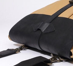 Mens Canvas Leather Saddle Side Bag Messenger Bag Canvas Shoulder Bag for Men