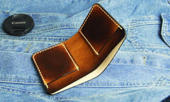 Vintage Coffee Leather Mens Slim Small Wallet Leather Bifold Wallets for Men - imessengerbags