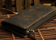 Cool Leather Mens Long Wallet Vintage Leather Long Wallet for Men - imessengerbags