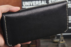 Handmade Genuine Leather Mens Cool Long Leather Wallet Bifold Clutch Wallet for Men - imessengerbags