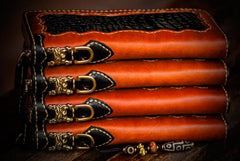 Handmade Leather Mens Chain Biker Wallet Cool Leather Wallet Long Clutch Wallets for Men - imessengerbags