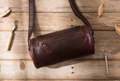 Cool Leather Mens Barrel Shoulder Bag Coffee Messenger Bags for Men - imessengerbags