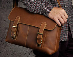 Cool Vintage Brown Leather Mens Side Bag Messenger Bag Shoulder Bag for Men