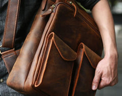 Cool Brown Leather Mens Backpack Travel Backpacks Laptop Backpack for men - imessengerbags
