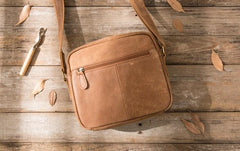 Cool Leather Mens Messenger Bags Small Shoulder Bags  for Men