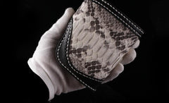 Handmade Leather billfold Mens Chain Biker Wallet Cool Boa Skin Wallet With Chain Wallets for Men