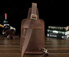 Vintage Leather Mens Sling Shoulder Bags Sling Bag Chest Bag Sling Backpack for men - imessengerbags