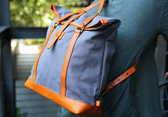 Canvas Leather Mens Backpack Travel Backpacks Laptop Backpack for men - imessengerbags
