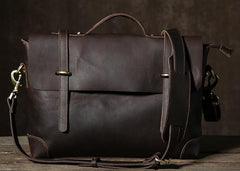 Handmade Leather Mens Cool Messenger Bag Briefcase Work Bag Business Bag Laptop Bag for men - imessengerbags
