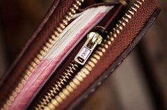 Handmade Leather Tooled Ganesh Mens Chain Biker Wallet Cool Leather Wallet Zipper Long Phone Wallets for Men