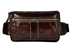 Cool Leather Mens Fanny Pack Waist Bag Hip Pack Belt Bag Bumbag for Men