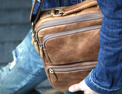 Cool Leather Mens Small Handbags Messenger Bags Shoulder Bag for men