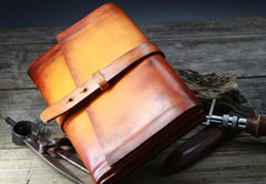 Handmade Leather Mens Brown Bifold Long Wallet Vintage Cool Clutch Wallet for Men