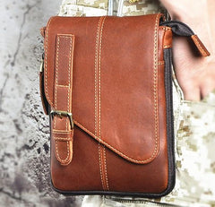 Mens Leather Small Side Bag COURIER BAGs Waist Pouch Holster Belt Case Belt Pouch for Men - imessengerbags