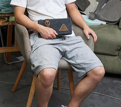 Cool Canvas Leather Mens Clutch Wallet Zipper Wristlet Bag Purse for Men