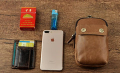Leather Mens WAIST POUCH with Belt Loop Cell Phone Holster Belt Pouch for Men - imessengerbags
