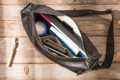 Black Cool Leather Mens Large Messenger Bags Shoulder Bags  for Men - imessengerbags