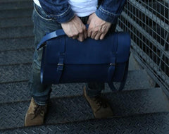 Blue Leather Mens Briefcase Messenger Bag Handbag Shoulder Bag for men - imessengerbags