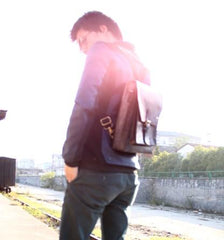 Cool Handmade Leather Mens Backpack Travel Backpack Messenger Bag for men - imessengerbags