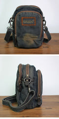 Blue Denim Mens Small Vertical Shoulder Bags Denim Side Bag Vintage Messenger Bag For Women