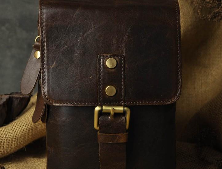 Mens Leather Small Side Bag  Waist Pouch COURIER BAG Holster Belt Case Belt Pouch for Men