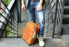 Cool Leather Mens Backpack Travel Backpack Vintage Laptop Backpack for men