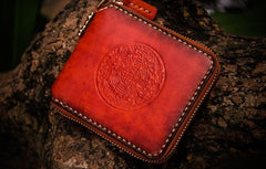 Handmade Leather Tibetan Tooled Mens billfold Wallet Cool Chain Wallet Biker Wallet for Men - imessengerbags