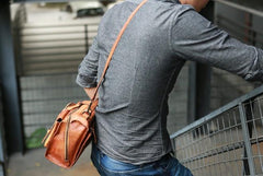 Vintage Brown Leather Mens Messenger Bag Handbag Shoulder Bag for men