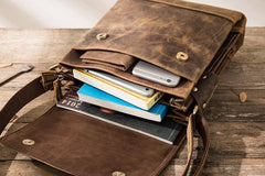 Small Leather Vintage Mens Cool Messenger Bags Shoulder Bags  for Men