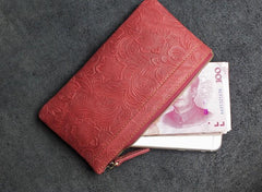 Handmade Leather Mens Cool Zipper Phone Travel Long Wallet Holder Slim Clutch Wallets for Men - imessengerbags