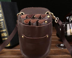 Cool Leather Mens Hairstylist Tool case barber pouch scissors case Belt Pouch
