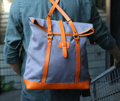 Canvas Leather Mens Backpack Travel Backpacks Laptop Backpack for men - imessengerbags
