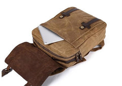 Mens Canvas Leather Backpack Canvas Travel Backpacks Canvas School Backpacks for Men