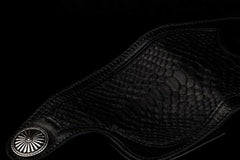 Handmade Leather Biker Wallet Mens Cool Short Chain Wallet Trucker Wallet with Chain