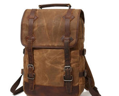 Waxed Canvas Leather Mens Backpack Canvas Travel Backpacks Canvas School Backpack for Men - imessengerbags