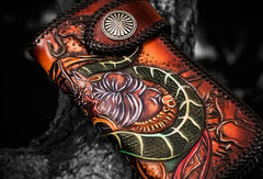 Handmade Leather Prajna Ghost Mens Chain Biker Wallet Cool Leather Wallet With Chain Wallets for Men - imessengerbags