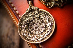 Handmade Leather Tibetan Tooled Mens billfold Wallet Cool Chain Wallet Biker Wallet for Men