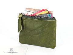 Leather Mens Zipper Front Pocket Wallet Small Wallet Card Wallet Change Wallet for Men