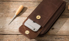 Cool Leather Mens Coffee Long Zipper Clutch Wallet Long Wallet for Men - imessengerbags