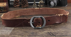 Genuine Leather Punk Rock Biker Trucker Mens Belt Men Black Coffee Belt for Men - imessengerbags