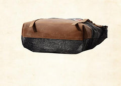 Cool Canvas Leather Gray Travel Bag Mens Backpack Canvas Canvas School Bag for Men - imessengerbags