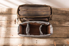 Coffee Vintage Leather Mens Camera Messenger Bag Crossbody Camera Bags for Men - imessengerbags