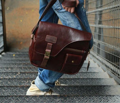 Cool Leather Mens Large Messenger Bags Shoulder Bag for men