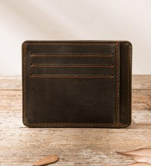 Leather Mens Slim Cards Holder Front Pocket Wallets Card Wallet for Men