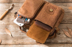 Cool Leather Small Mens Messenger Bags Small Shoulder Bags  for Men